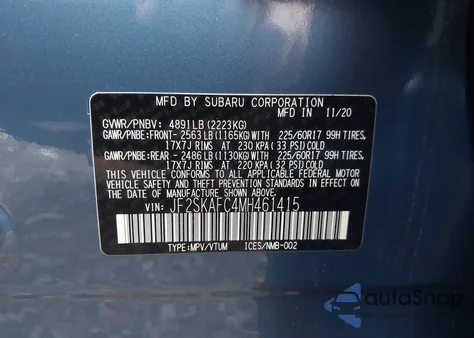 2021 Subaru Forester Premium from USA, damaged, VIN JF2SKAFC4MH461415